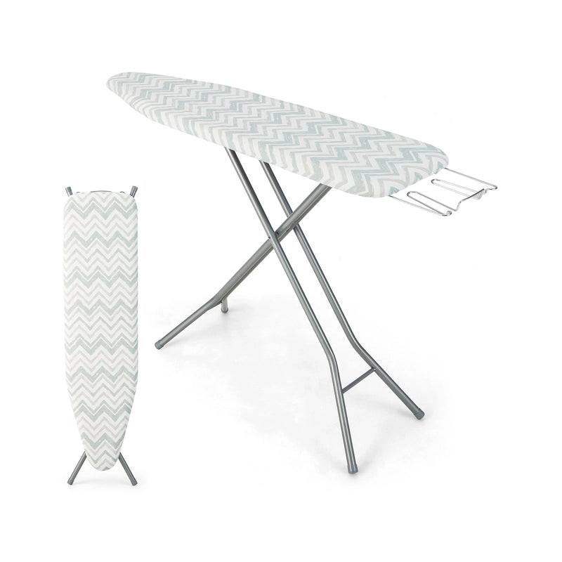 60 x 15 Inch Foldable Ironing Board with Iron Rest Extra Cotton Cover-White