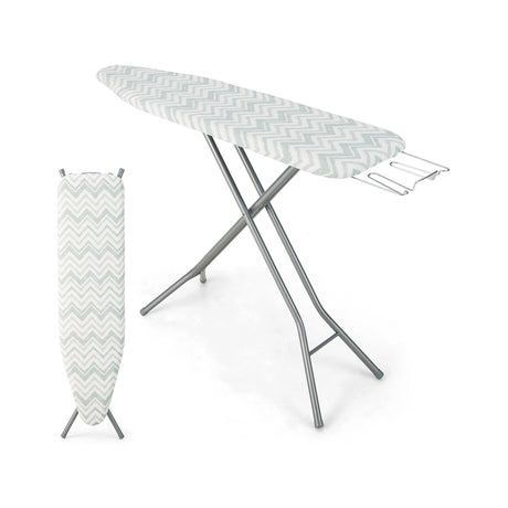60 x 15 Inch Foldable Ironing Board with Iron Rest Extra Cotton Cover-White