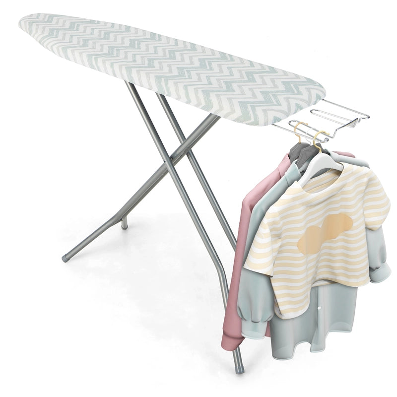 60 x 15 Inch Foldable Ironing Board with Iron Rest Extra Cotton Cover-White