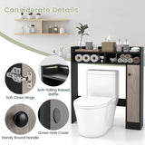 Bathroom Over the Toilet Floor Storage Organizer with Adjustable Shelves-Black