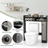 Bathroom Over the Toilet Floor Storage Organizer with Adjustable Shelves-Black