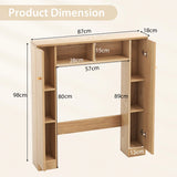 Over The Toilet Storage Cabinet with 2 Open Compartments 4 Adjustable Shelves-Natural