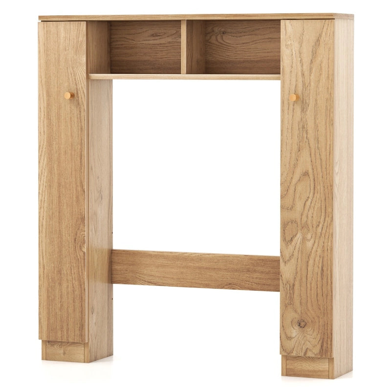 Over The Toilet Storage Cabinet with 2 Open Compartments 4 Adjustable Shelves-Natural