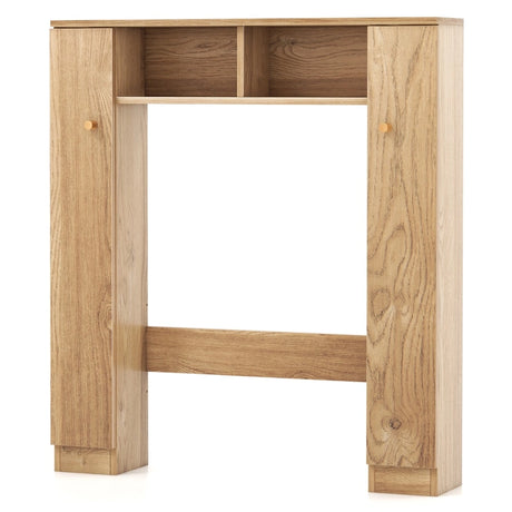 Over The Toilet Storage Cabinet with 2 Open Compartments 4 Adjustable Shelves-Natural