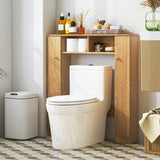 Over The Toilet Storage Cabinet with 2 Open Compartments 4 Adjustable Shelves-Natural