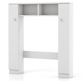 Over The Toilet Storage Cabinet with 2 Open Compartments 4 Adjustable Shelves-White
