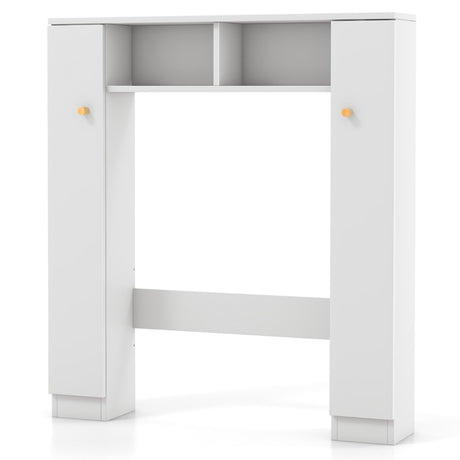 Over The Toilet Storage Cabinet with 2 Open Compartments 4 Adjustable Shelves-White