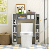 Over The Toilet Storage Cabinet with 2 Open Compartments 4 Adjustable Shelves-White