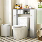 Over The Toilet Storage Cabinet with 2 Open Compartments 4 Adjustable Shelves-White