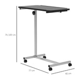 HOMCOM Height Adjustable Overbed Table with Wheels, C Shaped Laptop Desk, Portable Rolling Bedside Table for Living Room, Bedroom, Black