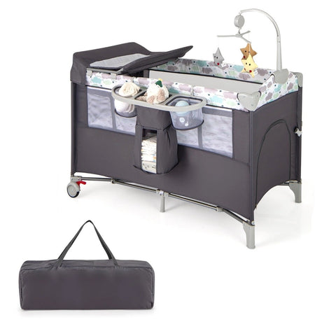 5-In-1 Baby Bassinet Crib Bedside Sleeper Nursery Center-Grey