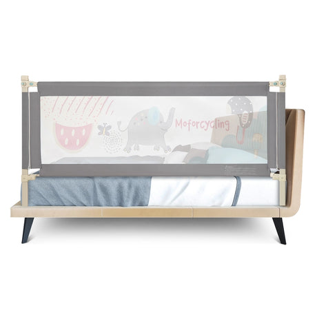 175cm bed rail 24 steps height adjustable baby gate with double lock dark grey
