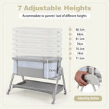 Baby Bedside Crib with Mattress for Birth to 9kg-Light Grey