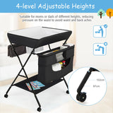 Baby Changing Station Collapsible Baby Changing Table with Wheels Black