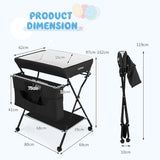 Baby Changing Station Collapsible Baby Changing Table with Wheels Black