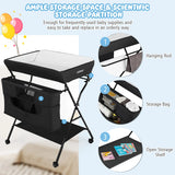 Baby Changing Station Collapsible Baby Changing Table with Wheels Black