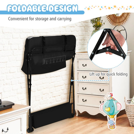 Baby Changing Station Collapsible Baby Changing Table with Wheels Black