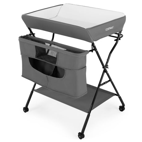 Changing station Foldable changing table for babies with wheels Grey