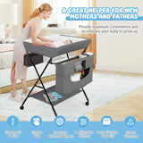 Changing station Foldable changing table for babies with wheels Grey