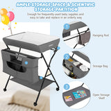Changing station Foldable changing table for babies with wheels Grey