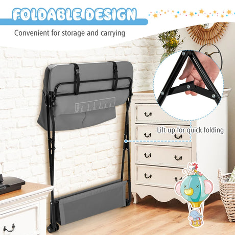 Changing station Foldable changing table for babies with wheels Grey