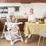 Baby High Chair with Detachable PU Cushion and Lockable Wheels-Beige