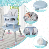 6-in-1 Baby High Chair with 5-Point Harness and Removable Tray-Blue
