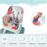 6-in-1 Baby High Chair with 5-Point Harness and Removable Tray-Colourful