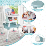 6-in-1 Baby High Chair with 5-Point Harness and Removable Tray-Colourful