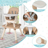 6-in-1 Baby High Chair with 5-Point Harness and Removable Tray-Light Brown