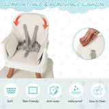 6-in-1 Baby High Chair with 5-Point Harness and Removable Tray-Natural