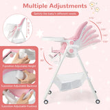 Baby Highchair with Safe, Adjustable and Folding Design-Pink