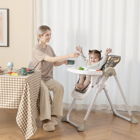 Baby Foldable Convertible High Chair with Adjustable Height Recline-Black