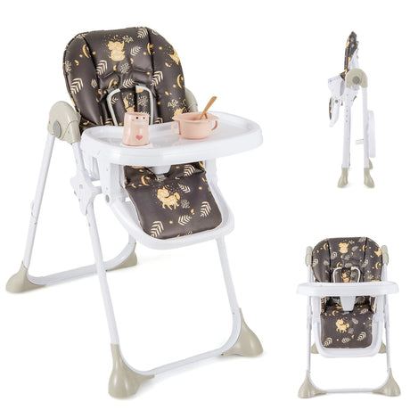 Baby Foldable Convertible High Chair with Adjustable Height Recline-Black