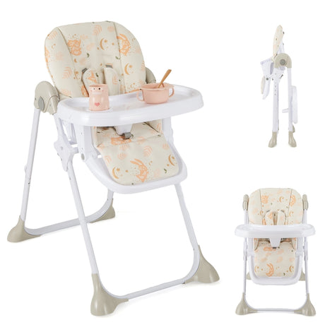 Baby Foldable Convertible High Chair with Adjustable Height Recline-Orange