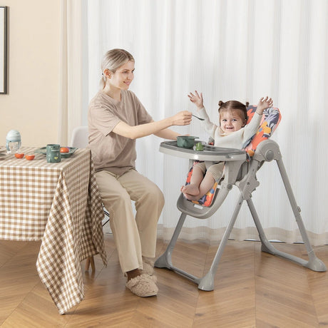 Baby Foldable Convertible High Chair with Adjustable Height Recline-Multicolour