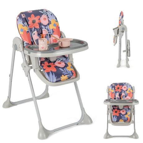 Baby Foldable Convertible High Chair with Adjustable Height Recline-Multicolour