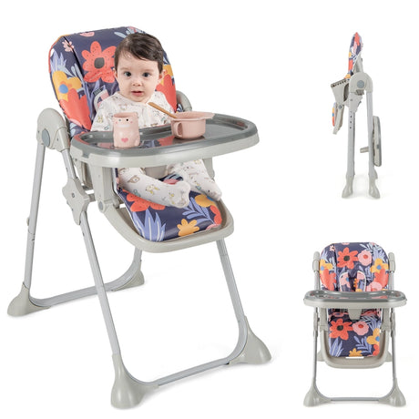 Baby Foldable Convertible High Chair with Adjustable Height Recline-Multicolour