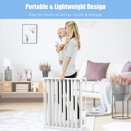 6-Panel Baby Pet Safety Playpen with Walk Through Door-White