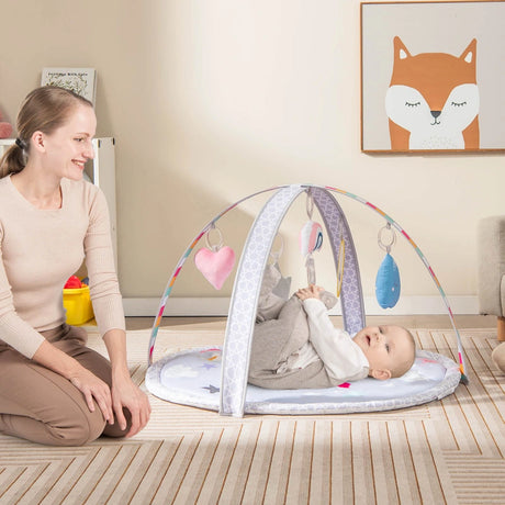Baby Play Gym Mat 7-in-1 Tummy Time Activity Mat with 5 Detachable Toys-Multicolor
