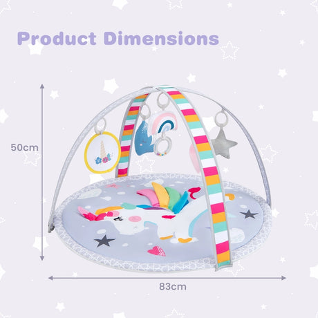 Baby Play Gym Mat 7-in-1 Tummy Time Activity Mat with 5 Detachable Toys-Multicolor