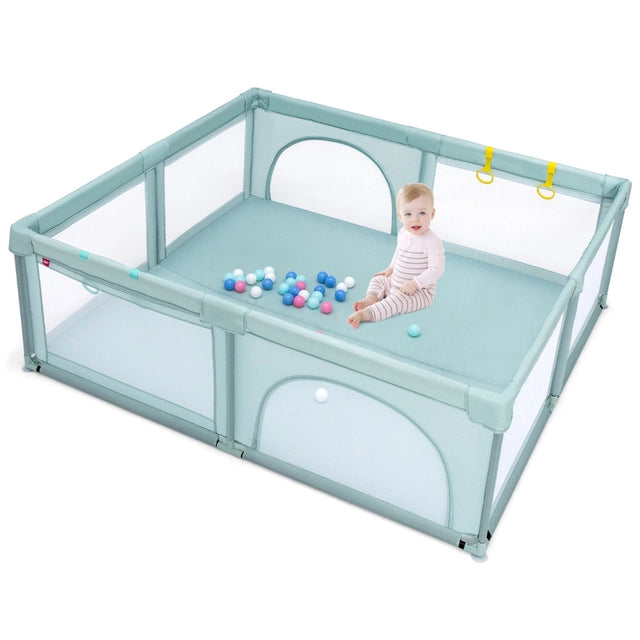 Large Infant Baby Playpen Safety Play Center Yard with 50 Ocean Balls-Blue