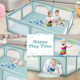 Large Infant Baby Playpen Safety Play Center Yard with 50 Ocean Balls-Blue