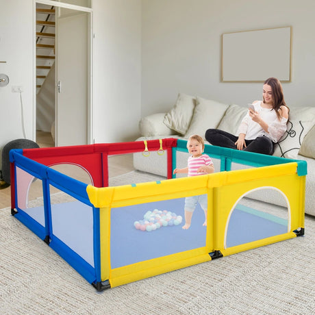 Large Infant Baby Playpen Safety Play Center Yard with 50 Ocean Balls-Color
