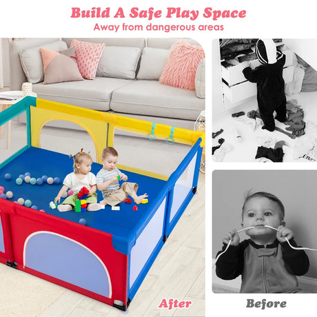 Large Infant Baby Playpen Safety Play Center Yard with 50 Ocean Balls-Color