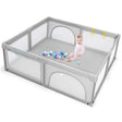 Baby Playpen with 50 Pieces Ocean Balls &amp; 4 Handlebars for Toddler-Grey
