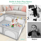Baby Playpen with 50 Pieces Ocean Balls &amp; 4 Handlebars for Toddler-Grey