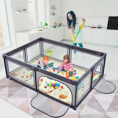 206 x 146cm Baby Playpen As Activity Centre-Black