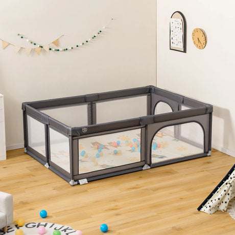 206 x 146cm Baby Playpen As Activity Centre-Black