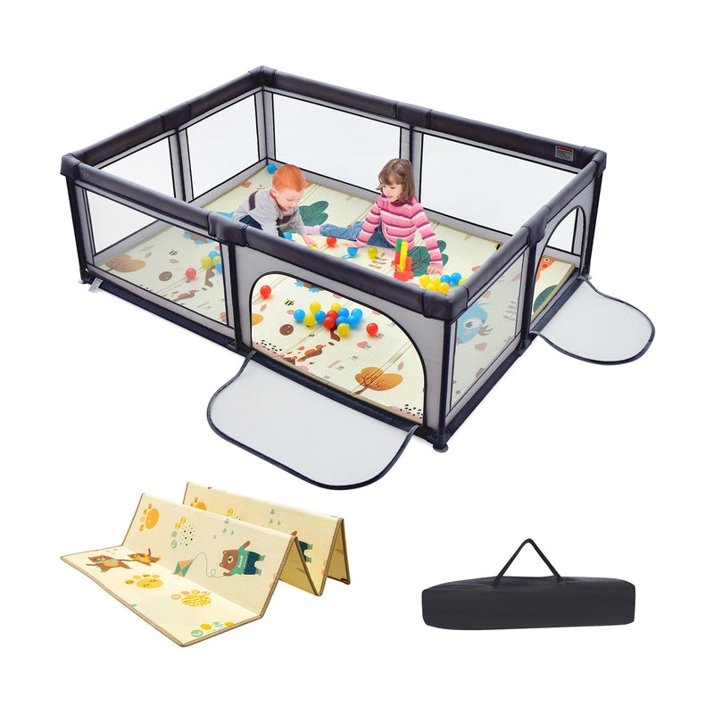 206 x 146cm Baby Playpen As Activity Centre-Black